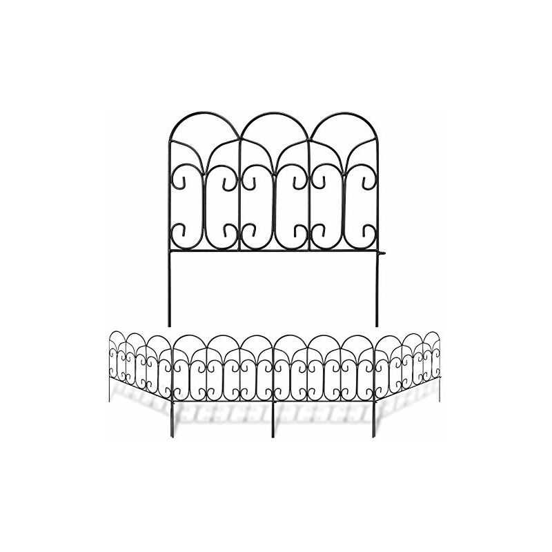 46 cm x 230 cm Clôture Décorative Métal Pour Jardin Motif Paysage et Barrière Barriere de Jardin Noir - Amagabeli