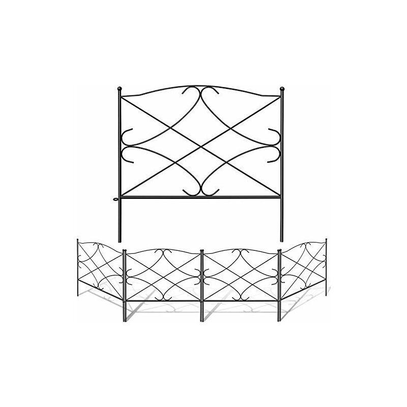 60CM x 300CM Clôture Décorative, en Métal pour Jardin Motif Paysage et ,Barrière Noir - Amagabeli