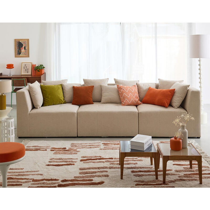 Lisa Design - Amalfi - canapé modulable 3 places - en tissu - beige