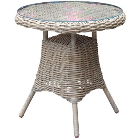 Amalfi Collection Outdoor Bistro Table with Glass Top - Metal/Synthetic Fibre - L70 x W70 x H72 cm