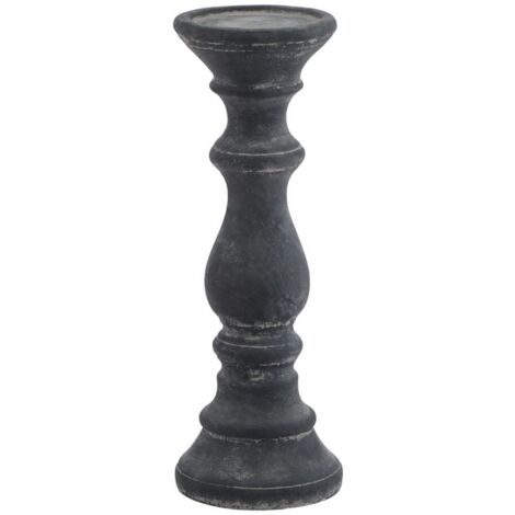 Amalfi Column Candle Holder - Ceramic - L11 x W11 x H30 cm - Grey