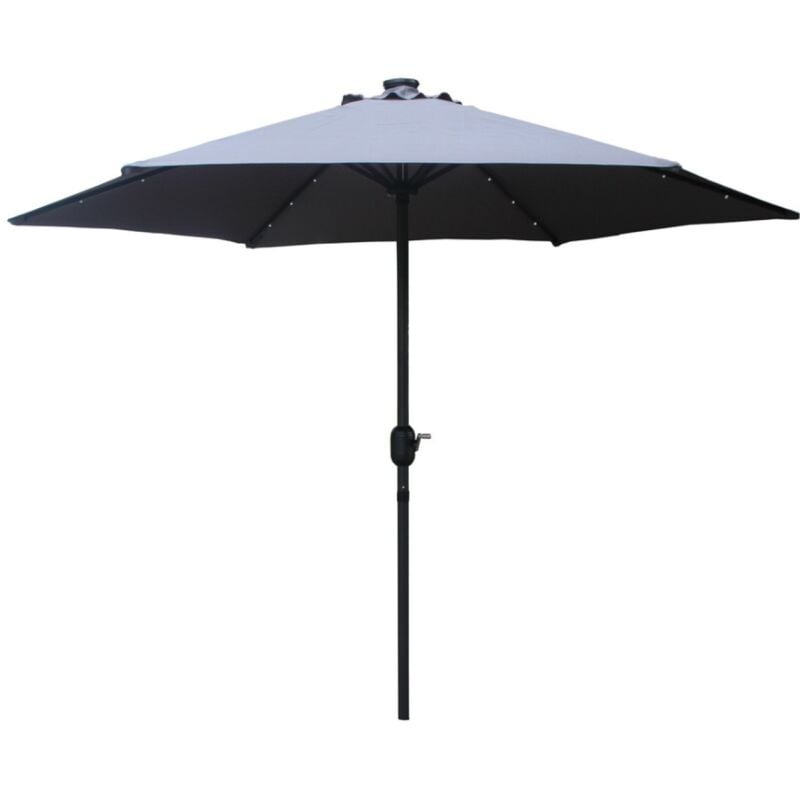 Concept-usine - amalfi - Parasol circulaire 2.7m droit avec led gris en aluminium