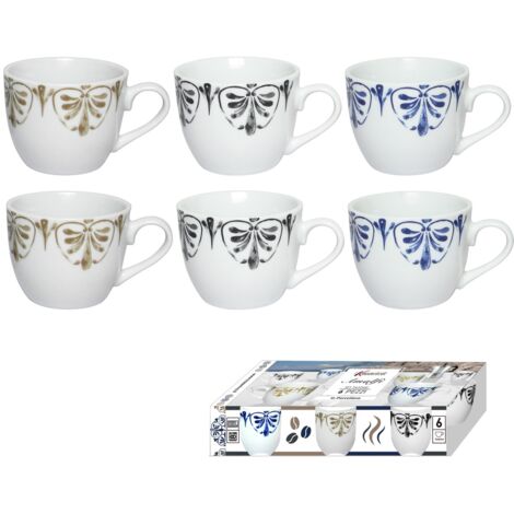 AMALFI SET DI 6 TAZZINE IN PORCELLANA CON DESIGN IN COLORE ASSORTITO