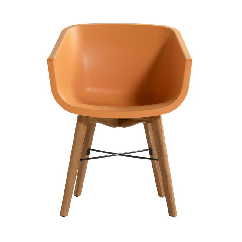 lot de 2 chaises amalia eucalyptus en résine - pieds en bois - orange - chalet&jardin
