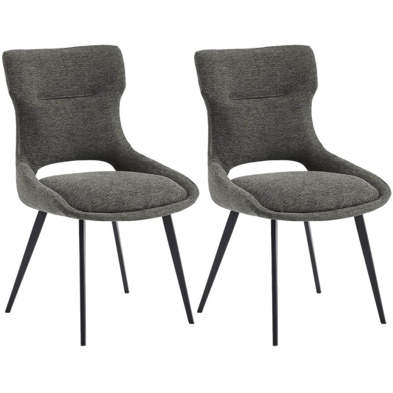 Altobuy - amanda - Lot de 2 Chaises Tissu Coloris Gris Anthracite
