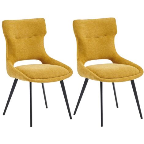 AMANDA - Lot de 2 Chaises Tissu Coloris Jaune