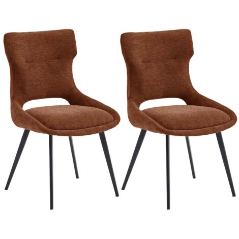 AMANDA - Lot de 2 Chaises Tissu Coloris Terracotta