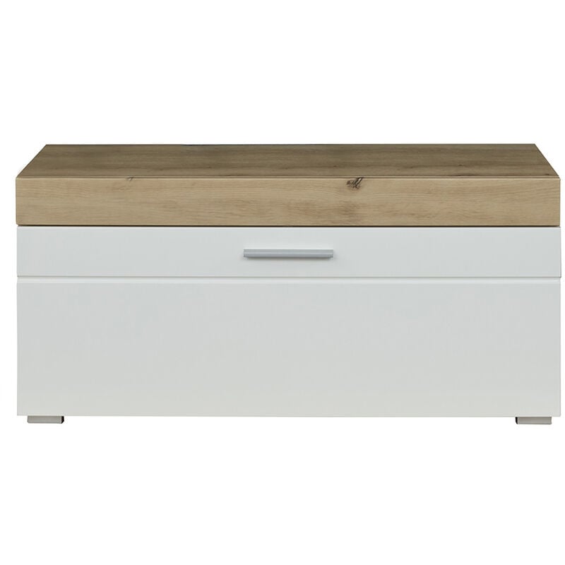 Amanda/MandoGD Banquette, 1 clapet. Sans coussin, imitation chêne, blanc brillant.