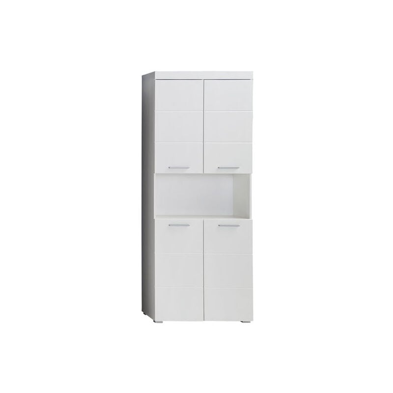 AmandaMandoBea Armoire haute 1 compartiment ouvert, 4 portes, blanc, blanc brillant.