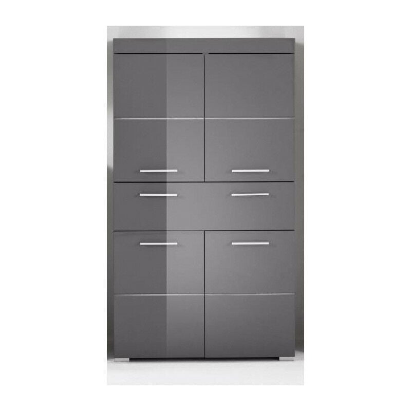 Colonne double amanda - 4 portes + 1 tiroir - L73 x P31 x H130 cm - Gris Trendteam