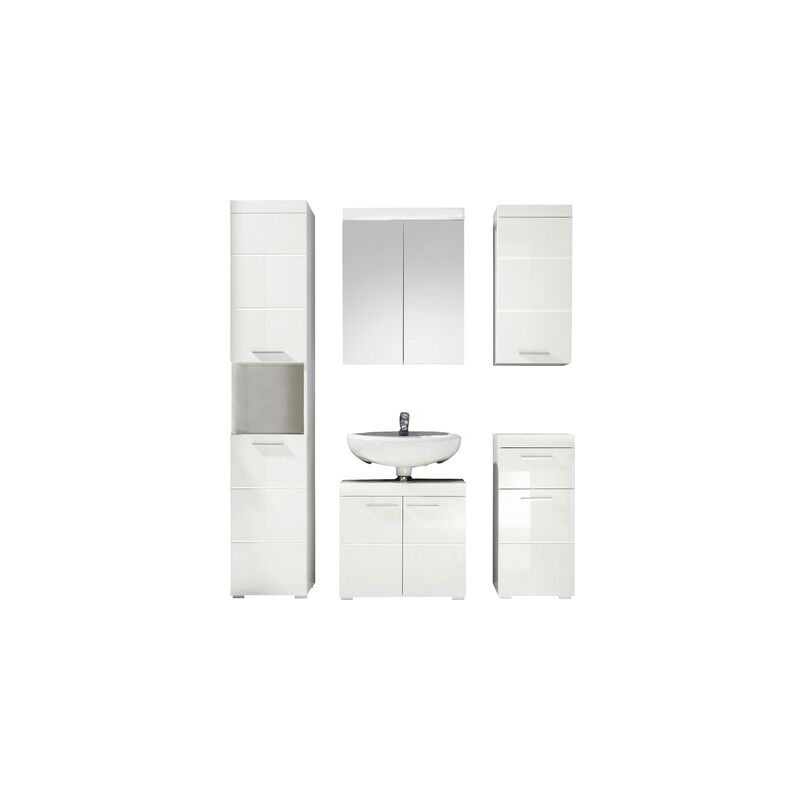 Les Tendances - Ensemble meuble de salle de bain 5 pièces laqué blanc Kelia