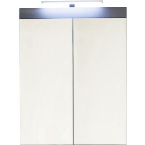 AmandaMandoBea Armoire de toilette murale avec miroir B, 2 portes, miroir, gris, gris agave brillant.
