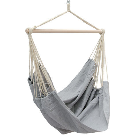 AMANKA Amaca per sedersi 2 persone 150kg sedile sospeso a 2 posti poltrona di cotone 185x130cm incl perno girevole 360° Grigio Chiaro