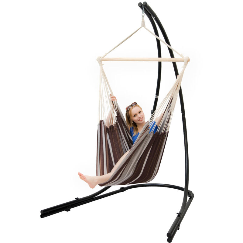 

Amanka - Soporte Silla Colgante con XXL Sillón 360° Hamaca Asiento Columpio Rayas Marrón