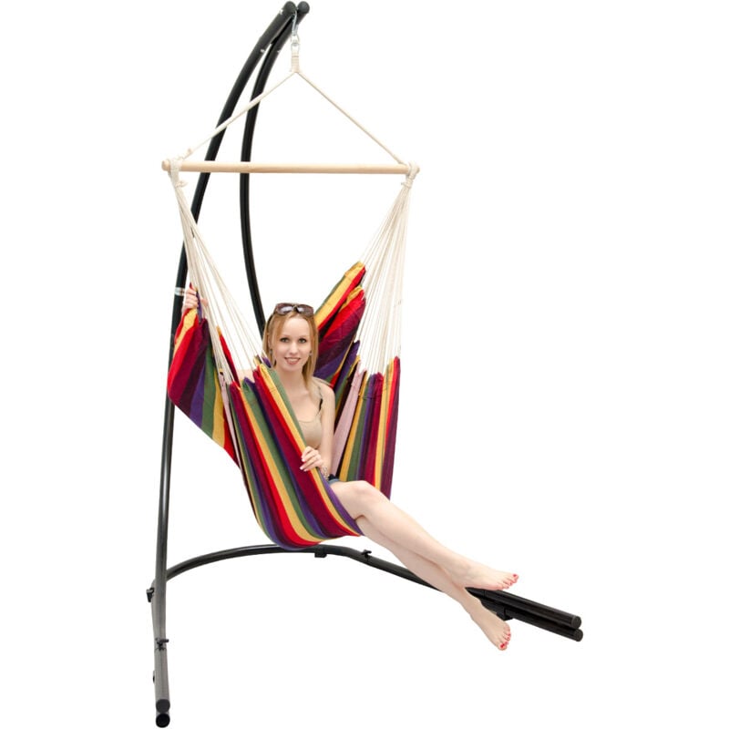 Support Hamac avec Chaise Suspendue XXL Fauteuil de Balancoire 360° Arc-en-ciel