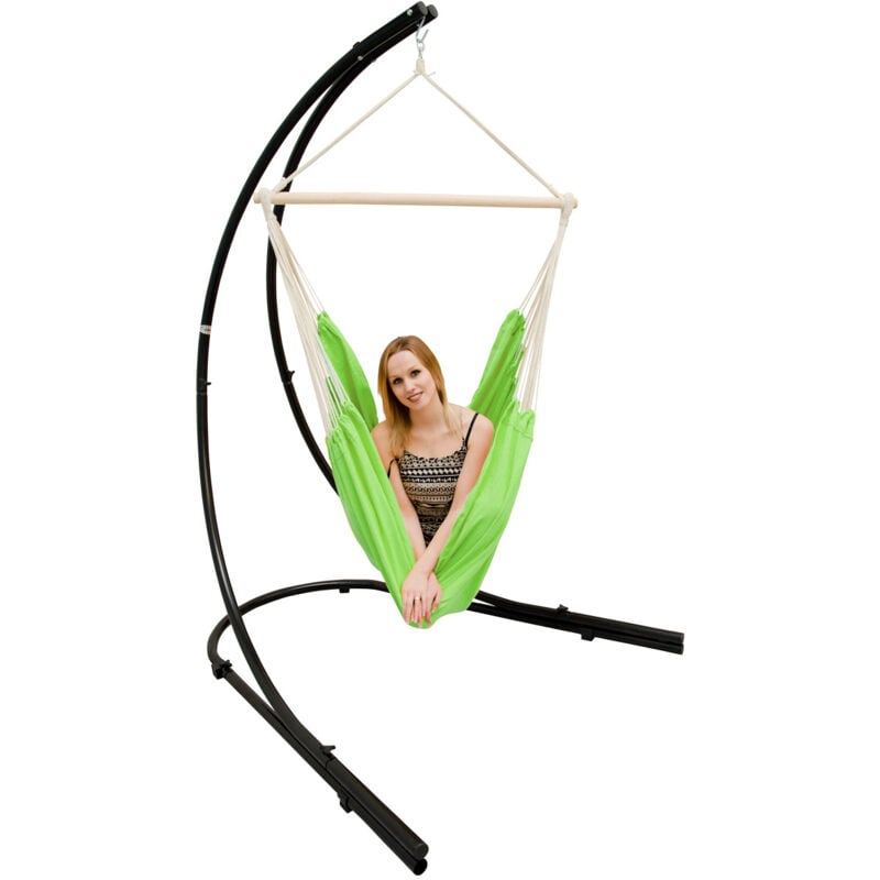 Supporto Amaca con xxl Sedia Sospesa 360° Poltrona Dondolo Giardino Verde Lime - limettengrün