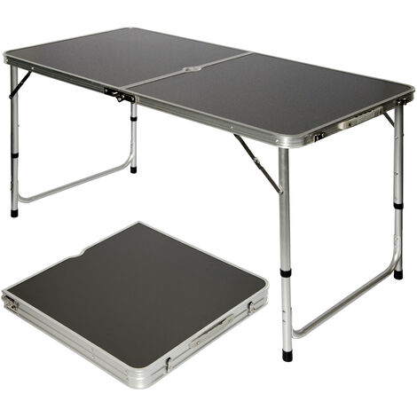 AMANKA Table de camping pique-nique pliable réglable en hauteur 120x60x70cm en aluminium pliant format mallette Gris Foncé - grau