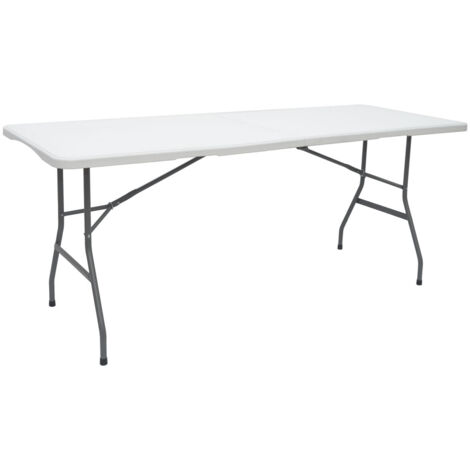 AMANKA Table de Jardin Pliante 180 x 70 cm 6 Personnes - Table à Manger Blanche