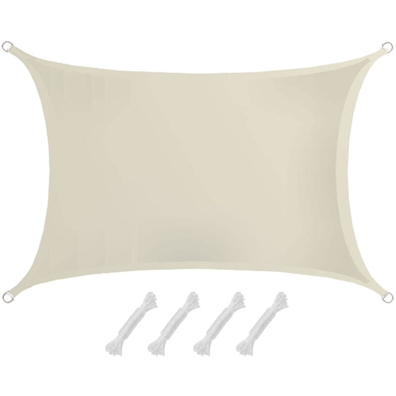 AMANKA Voile d'ombrage 3x2m en polyester hydrofuge protection du soleil UPF50+ toile rectangulaire ombre jardin Beige