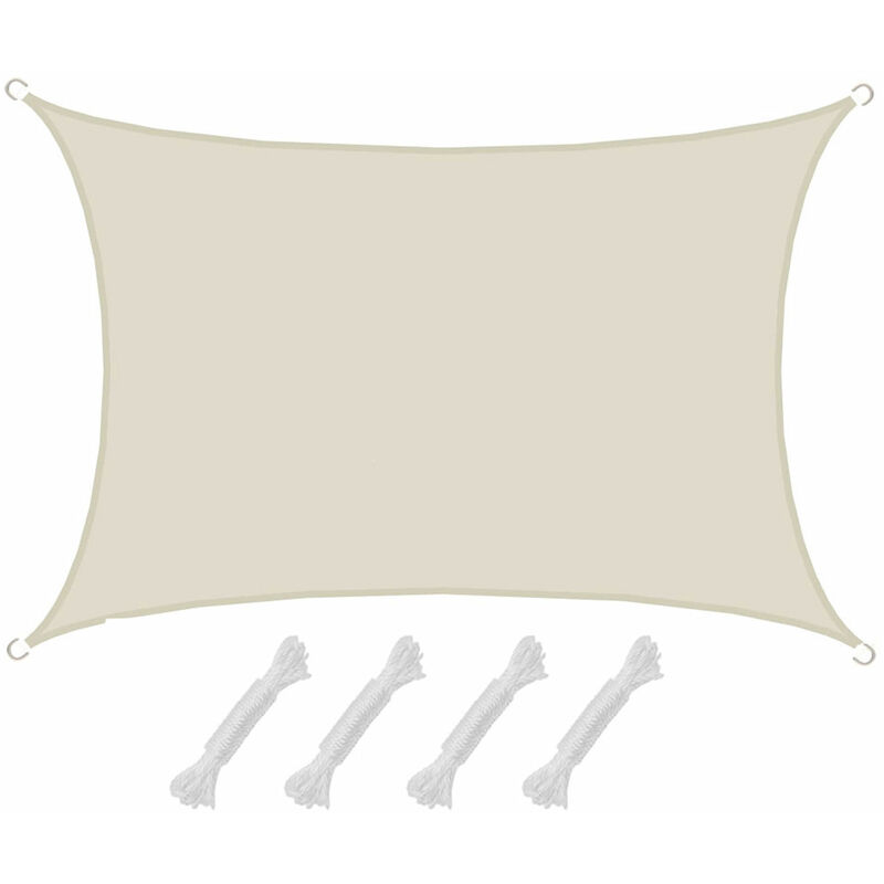 No Brand - amanka Voile d'ombrage 4x3m en polyester hydrofuge protection du soleil UPF50+ toile rectangulaire ombre jardin Beige