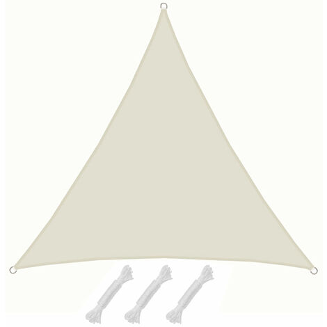 AMANKA Voile d'ombrage 4x4x4m en polyester hydrofuge protection du soleil UPF50+ toile triangulaire XXL ombre jardin Beige - beige