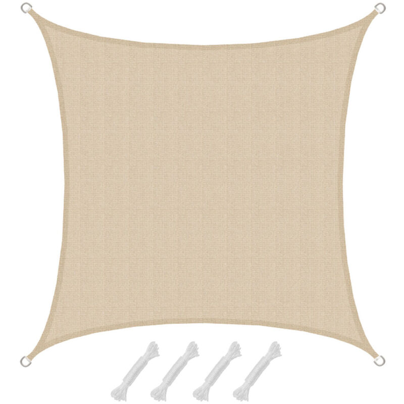 Voile d'ombrage en pe-hd toile carrée de jardin 3x3m pour faire ombre couverture respirant perméable Crème - Amanka