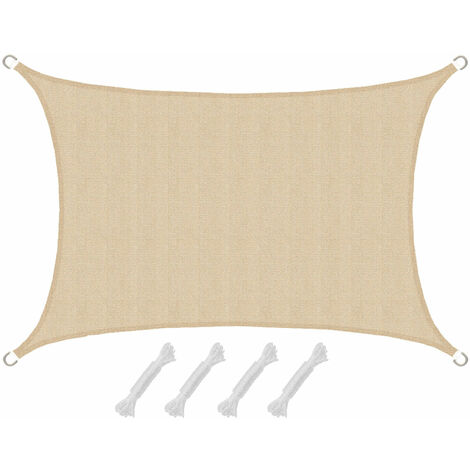 AMANKA Voile d'ombrage en PE-HD toile rectangulaire de jardin 2x3m pour faire ombre couverture respirant perméable Crème - beige