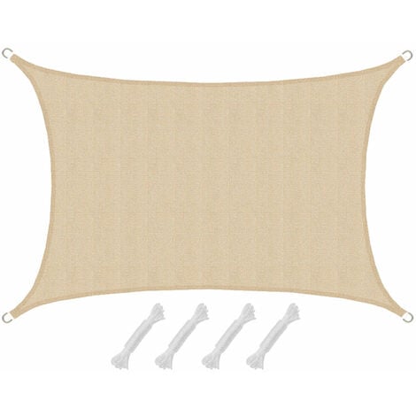 AMANKA Voile d'ombrage en PE-HD toile rectangulaire de jardin 4x3m pour faire ombre couverture respirant perméable Crème