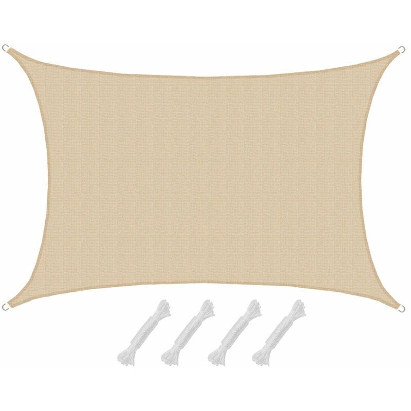 Voile d'ombrage en pe-hd toile rectangulaire de jardin 6x4m pour faire ombre couverture respirant perméable Crème - beige - Amanka