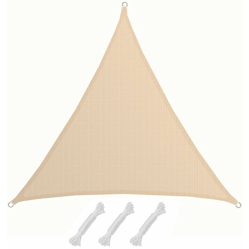 Voile d'ombrage xxl 5x5x5m toile triangulaire de jardin pour faire ombre en pe-hd respirant perméable Crème - Amanka