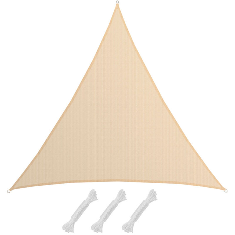 Voile d'ombrage xxxl 6x6x6m toile triangulaire de jardin pour faire ombre en pe-hd respirant perméable Crème - Amanka