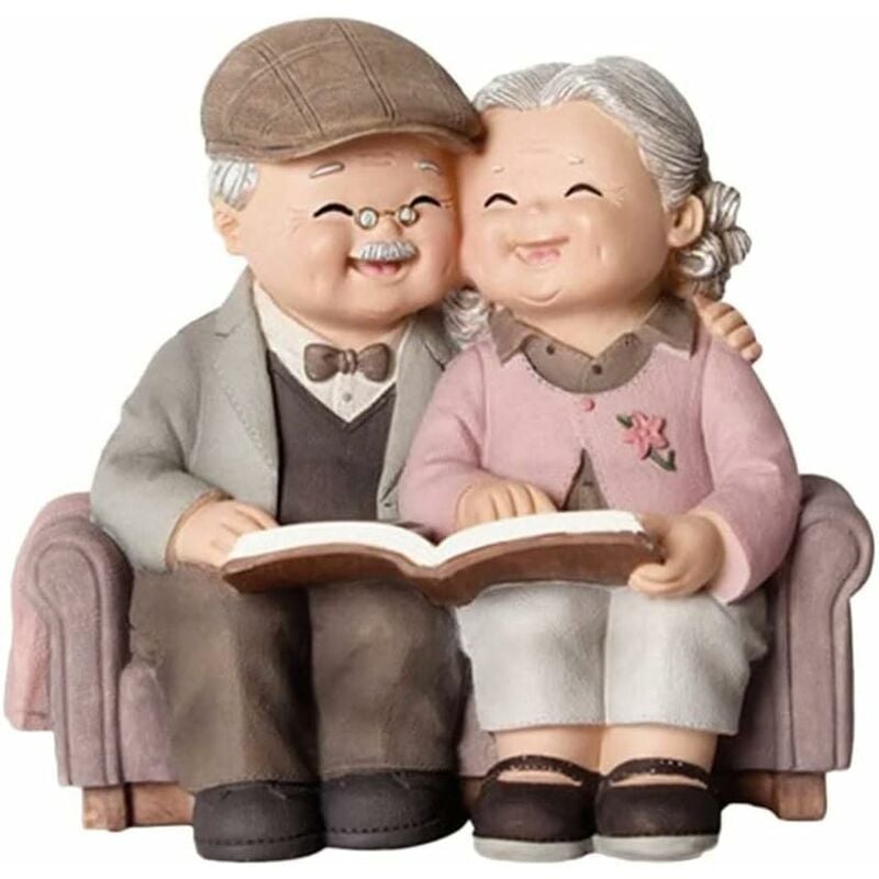 Ahlsen - Amant Senior couple statue, grand - parent parent parent anniversaire mariage cadeau amour résine Senior couple statue jardin décoration