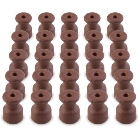Amarcords - Fermacavo con viti e tasselli. 25 isolatori vintage in porcellana colorati per installazioni di cavi treccia a parete colore CORTEN
