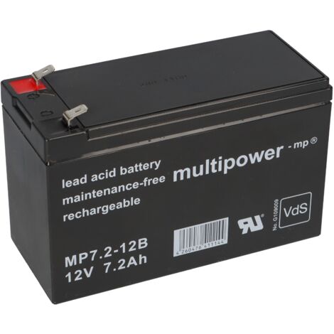 amazon 1 Multipower Blei-Akku MP7,2-12B Pb 12V / 7,2Ah VdS G109009, Faston 6,3