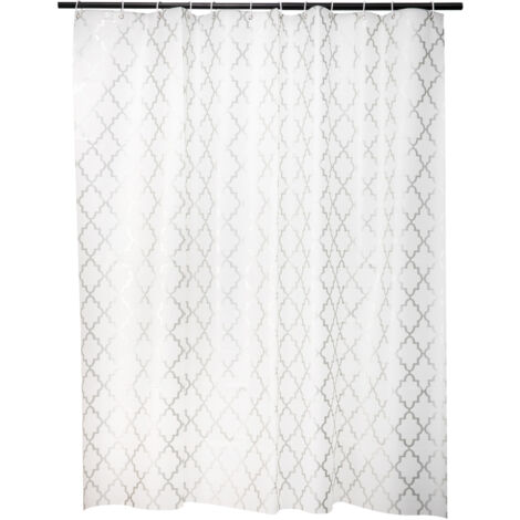 Amazon Basics Duschvorhang aus bedrucktem Stoff, 180 x 180 cm, Sil
