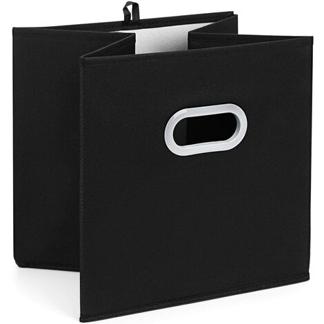 Amazon Brand – Cube de rangement tissu, caisse de rangement, casier rangement, rangement vetement, boite de rangement tissu, avec 2 Poignées en Plastique,30,5 x 30,5 x 30,5, Noir