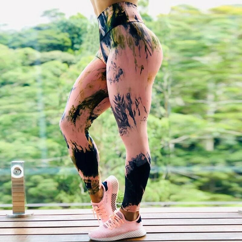 

Happyshopping - Amazon cross-border leggings de cadera de cintura alta deportes femeninos pantalones de fitness de secado rapido medias stock