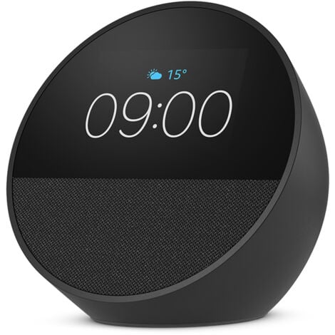 CELLULARLINE Amazon Nuovo Echo Spot (modello 2024) Sveglia intelligente con suono di qualità e Alexa Nero
