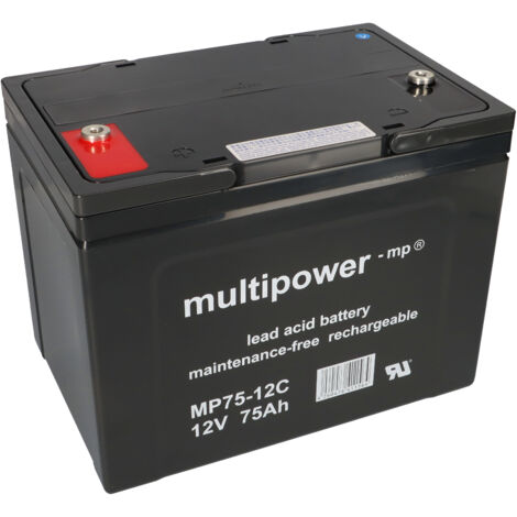 Amazon.de Multipower Blei-Akku MP75-12C Pb 12V 75Ah Zyklenfest, M6 Innengewinde
