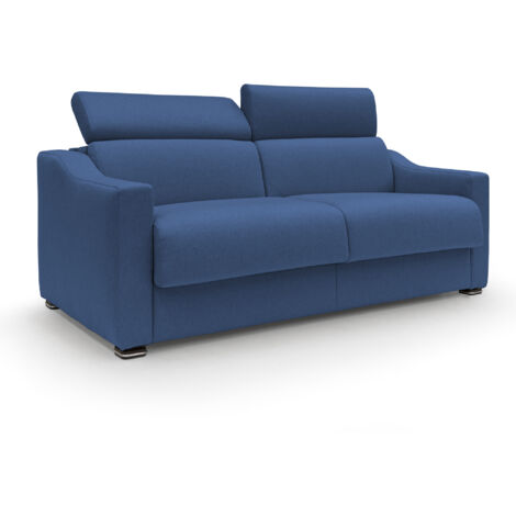 Amber Schlafsofa mit 18 cm hoher Matratze Stoff T05 171 cm (mat. 120x197) blau