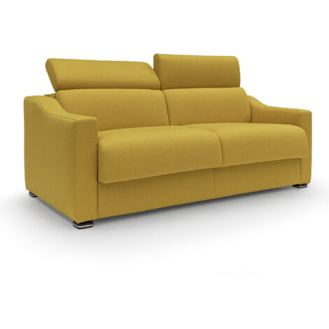 Amber Schlafsofa mit 18 cm hoher Matratze Stoff T05 191 cm (mat. 140x197) gelb