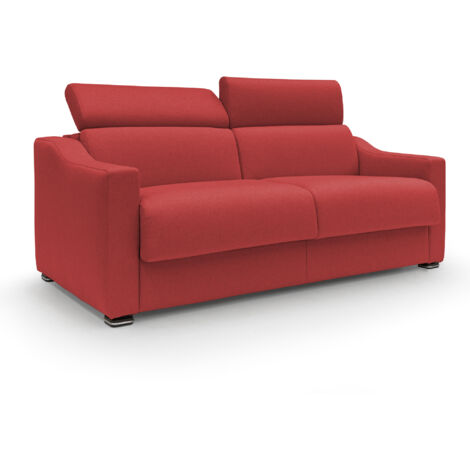 Amber Schlafsofa mit 18 cm hoher Matratze Stoff T05 191 cm (mat. 140x197) rot
