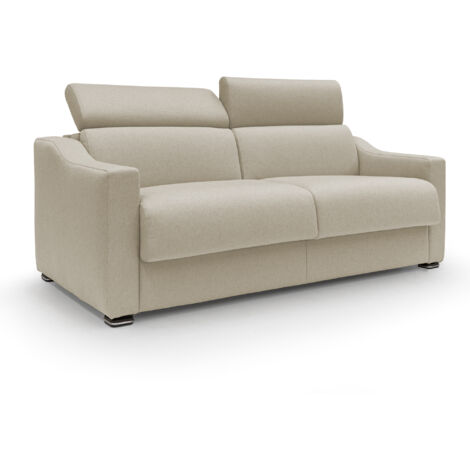 Amber Schlafsofa mit 18 cm hoher Matratze Stoff T05 211 cm (mat. 160x197) creme