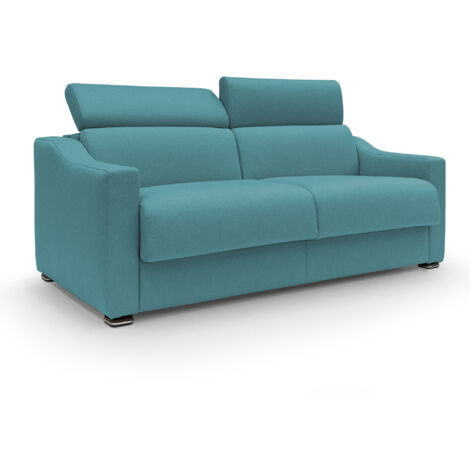 Amber Schlafsofa mit 18 cm hoher Matratze Stoff T05 211 cm (mat. 160x197) hellblau