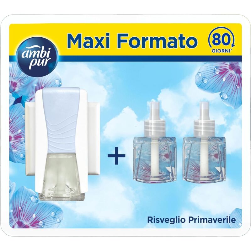 Image of Ambi Pur Profumatore per Ambienti, Diffusore Ambiente e 2 Ricarica, Fragranza Risveglio Primaverile, Deodorante Ambienti Elimina Odori, Fino a 80