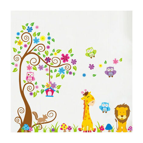 Ambiance-Live Stickers adhésifs Enfants, Sticker Autocollant Arbre et Girafe - Décoration Murale Chambre Enfants, 6090cm