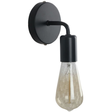 Ambiance Lumière Industrielle Vent Coude Petite Applique Murale Fer Forgé Chevet Intérieur Escalier Rétro Petite Applique Murale Noir 4---avec 6WLED--lumière chaude W