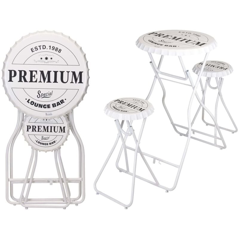 

Mesa alta de bar plegable con taburetes blanco - Blanco - Ambiance