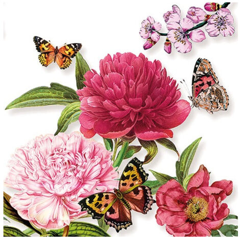 AMBIENTE - SERV. DE TABLE 33CM (20) PIVOINES BLANCHES FSC Mix