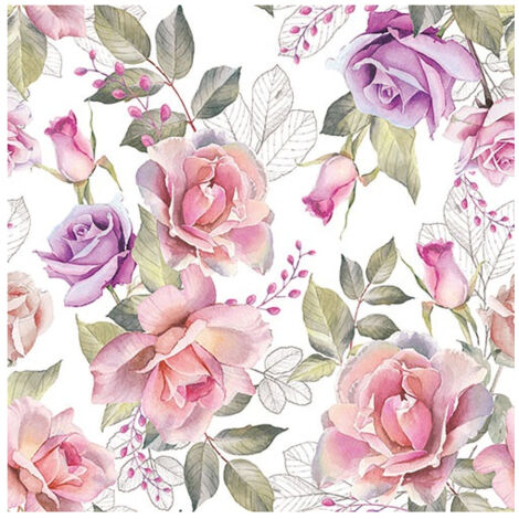 AMBIENTE - SERV. DE TABLE 33CM (20) ROSES ANCIENNES FSC Mix